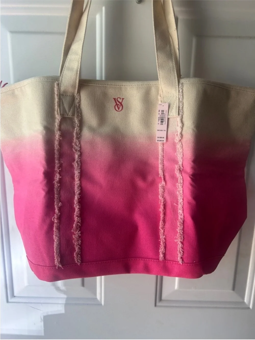 Victoria's Secret Cream-to-Pink Ombre Canvas Tote